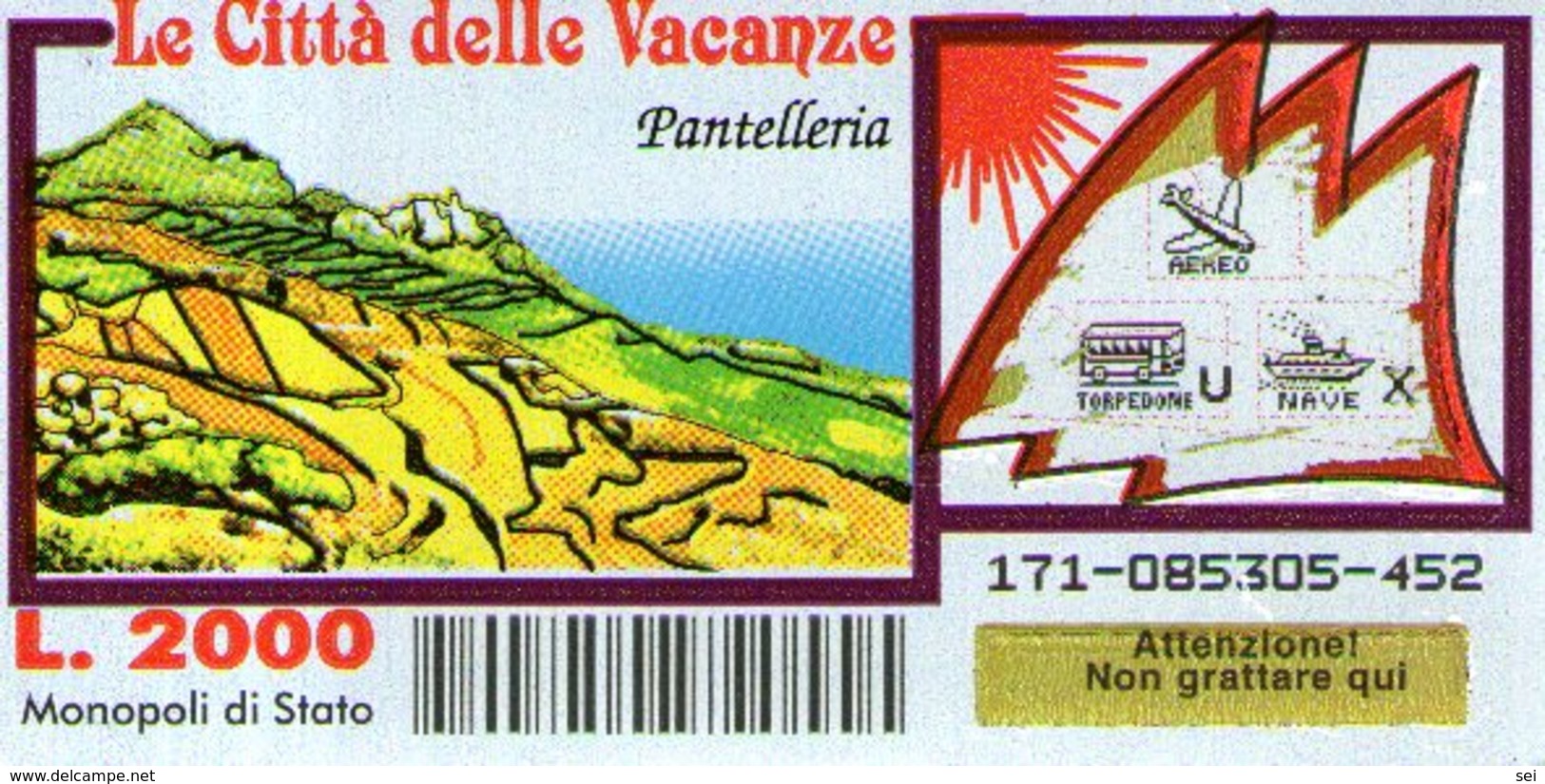 B 2368 - Gratta E Vinci, Le Città Delle Vacanze, Pantelleria - Biglietti Della Lotteria