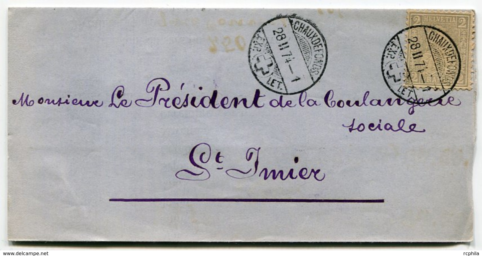 RC 11343 SUISSE 1874 - 2c TARIF IMPRIMÉ DE LA CHAUXDEFONDS POUR ST IMIER BOULANGERIE PRIX COURANT DES FARINES - Brieven En Documenten