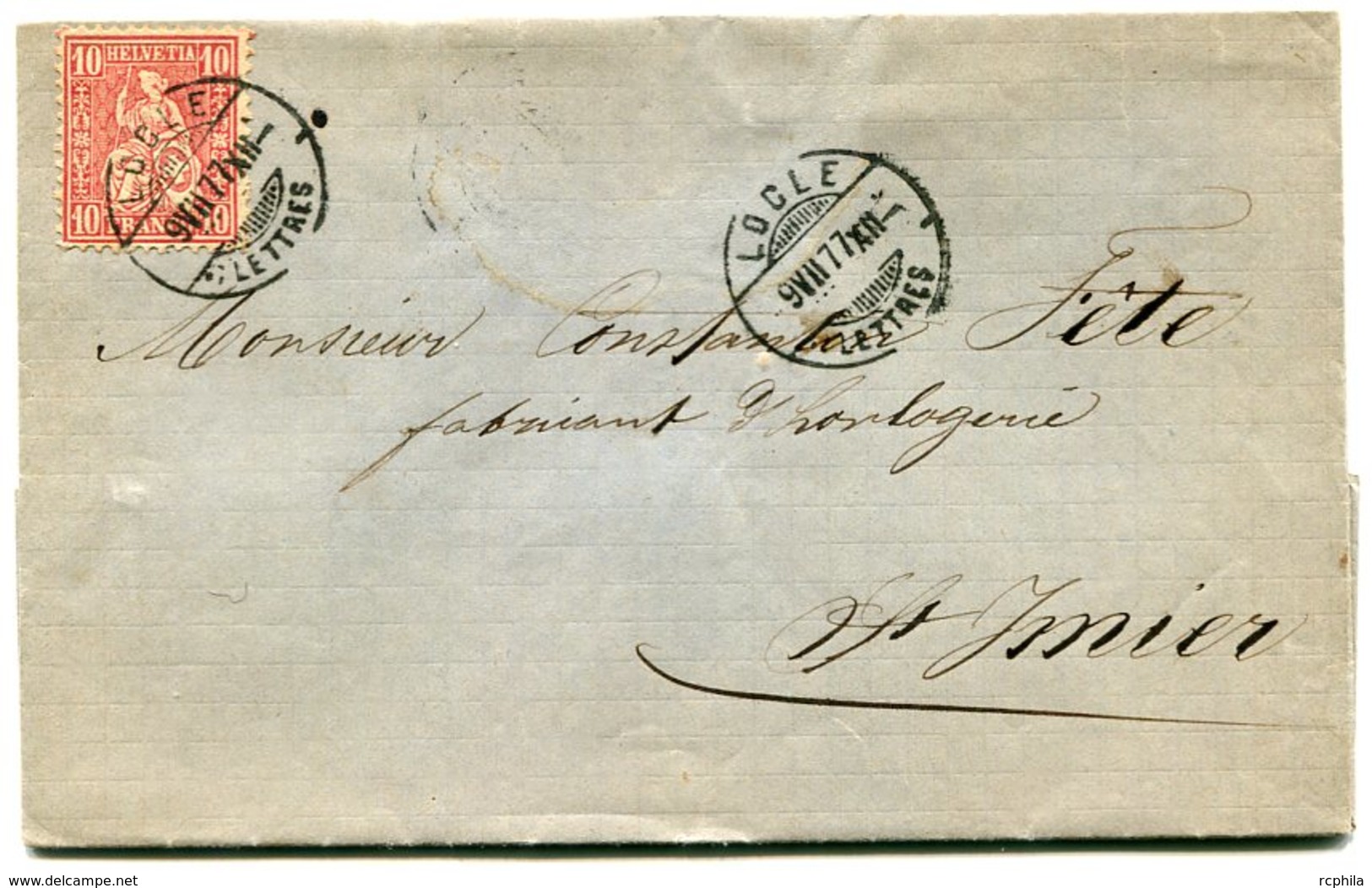 RC 11345 SUISSE 1877 - LETTRE 10c DE LOCLE POUR ST IMIER BOULANGERIE PRIX COURANT DES FARINES - Briefe U. Dokumente