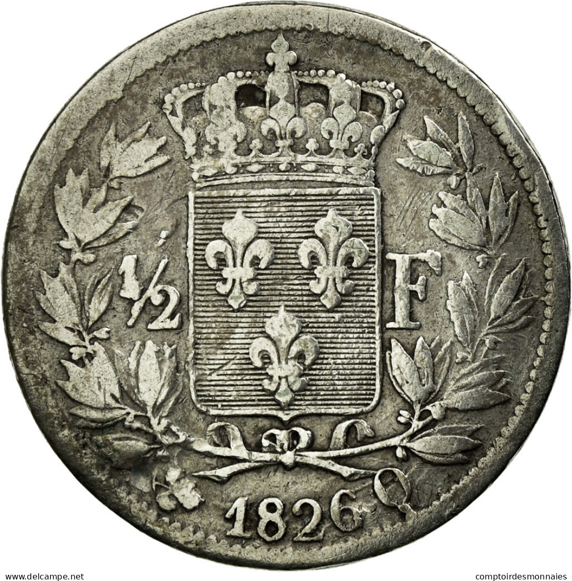 Monnaie, France, Charles X, 1/2 Franc, 1826, Perpignan, TB, Argent, Gadoury:402 - G. 50 Centimes