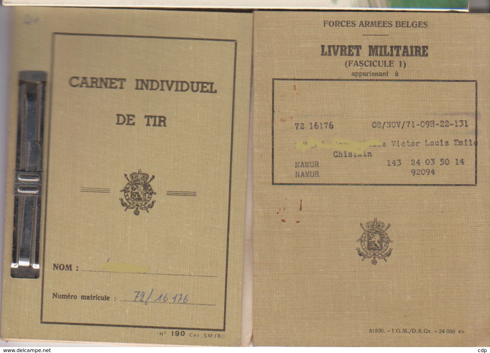 Militaire Lot 2 Documents 1971 - Documents