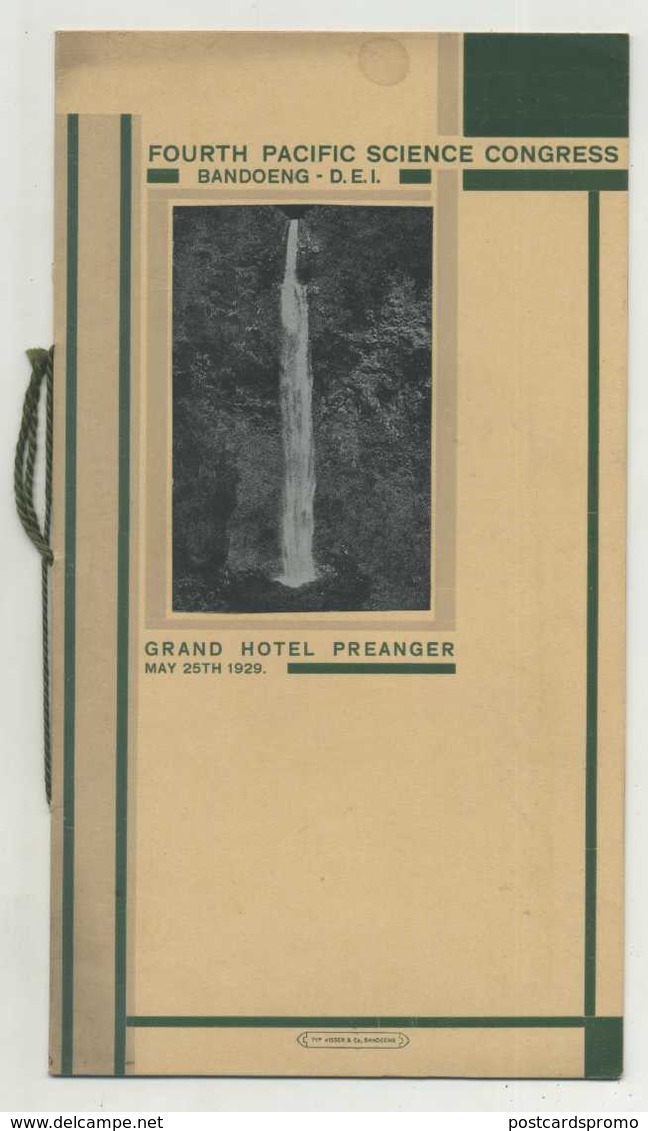 MENU 1929 " Grand Hotel PREANGER " , BANDOENG, Java, Indonesia  (5 Scans) - Menu