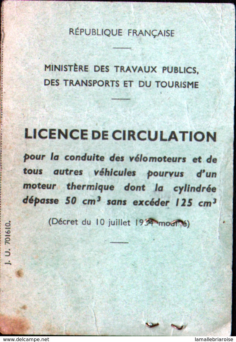 79, Niort, Licence De Circulation Pour La Conduite De Velomoteurs N'excedant Pas 125 CM3 - Autres & Non Classés