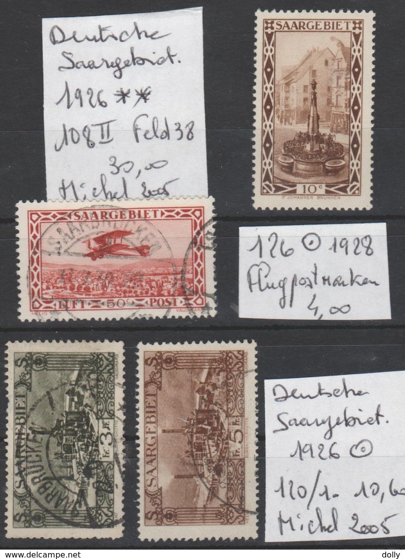 TIMBRES D ALLEMAGNE NEUF ** / OBLITEREES  (SAARGEBIET) 1926 Nr  108 II **-126°-120/21°   COTE 44.60 € - Other & Unclassified