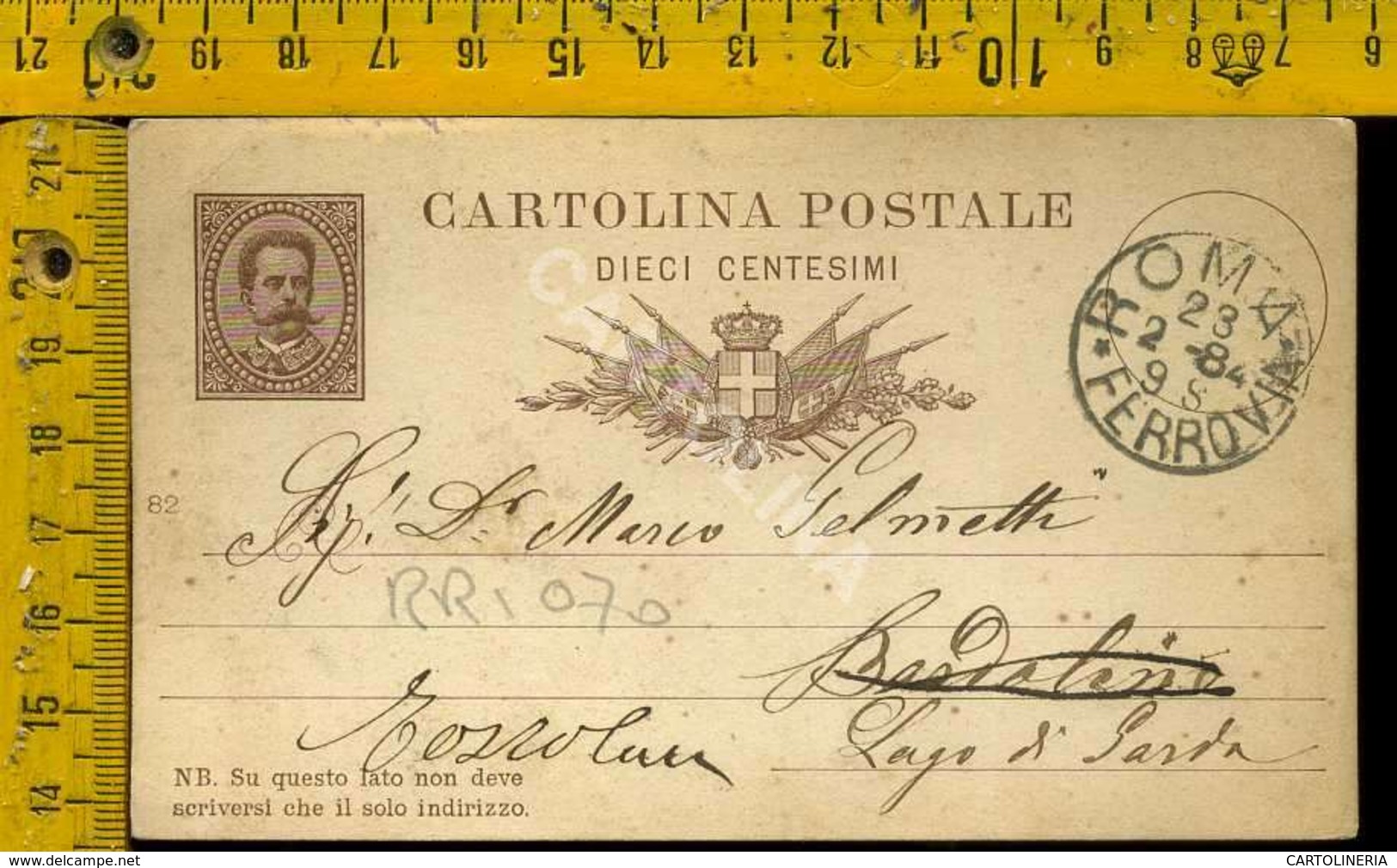 Regno Umberto Cartolina Intero Postale Lago Di Garda Toscolano Da Roma - Storia Postale