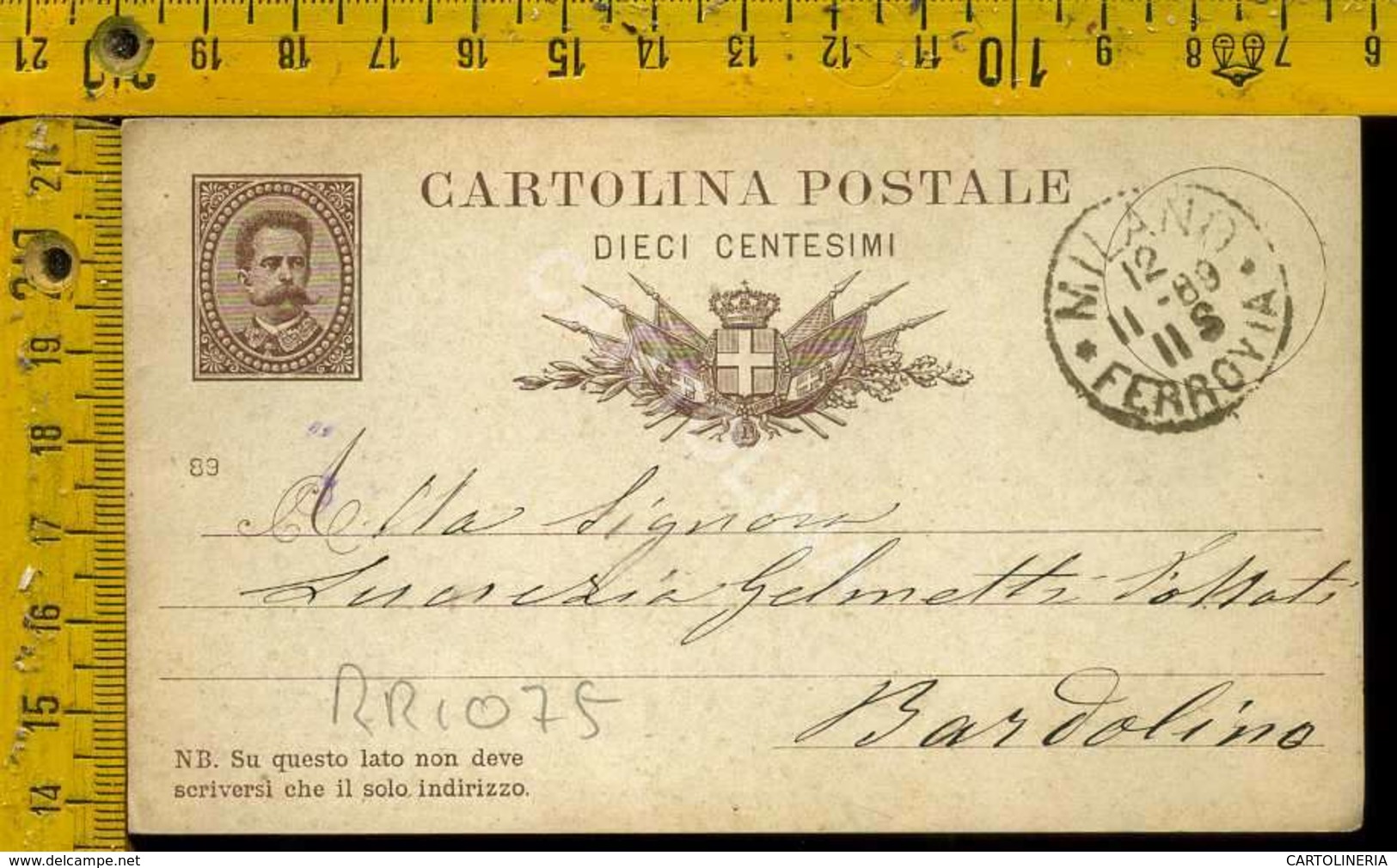 Regno Umberto Cartolina Intero Postale Lago Di Garda Bardolino Da Milano - Marcophilia