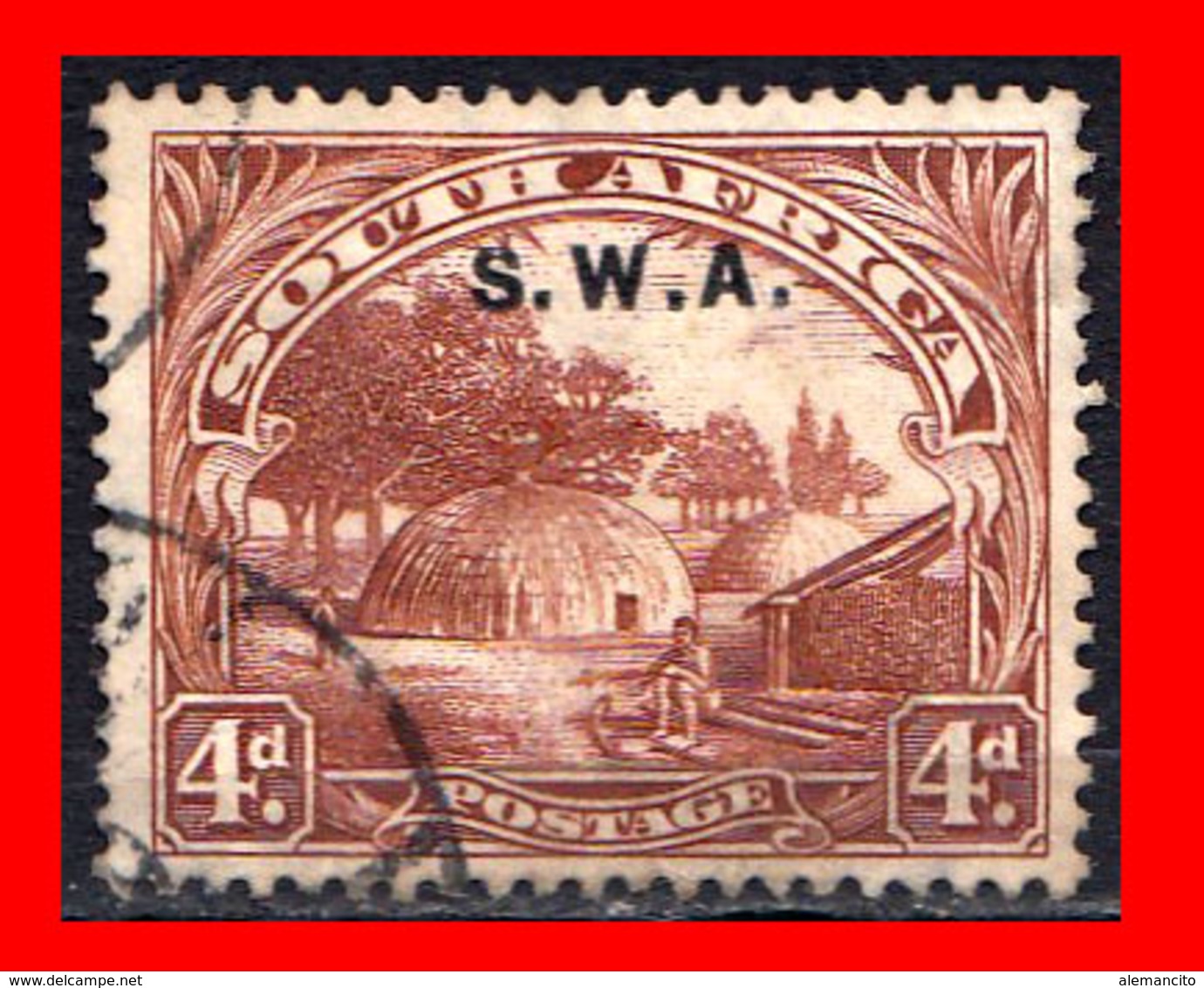 SUIDWES AFRICA SELLO AÑO AÑO 1927-28 NATIVE KRAAL - Dienstzegels