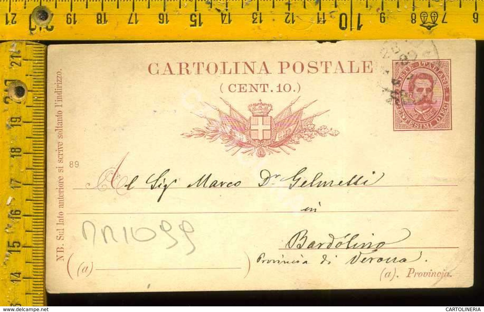 Regno Umberto Cartolina Intero Postale Lago Di Garda Bardolino Da Milano - Storia Postale