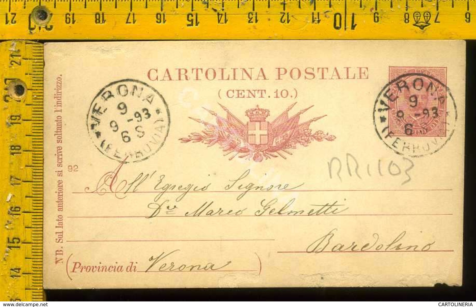 Regno Umberto Cartolina Intero Postale Lago Di Garda Bardolino Da Verona - Storia Postale