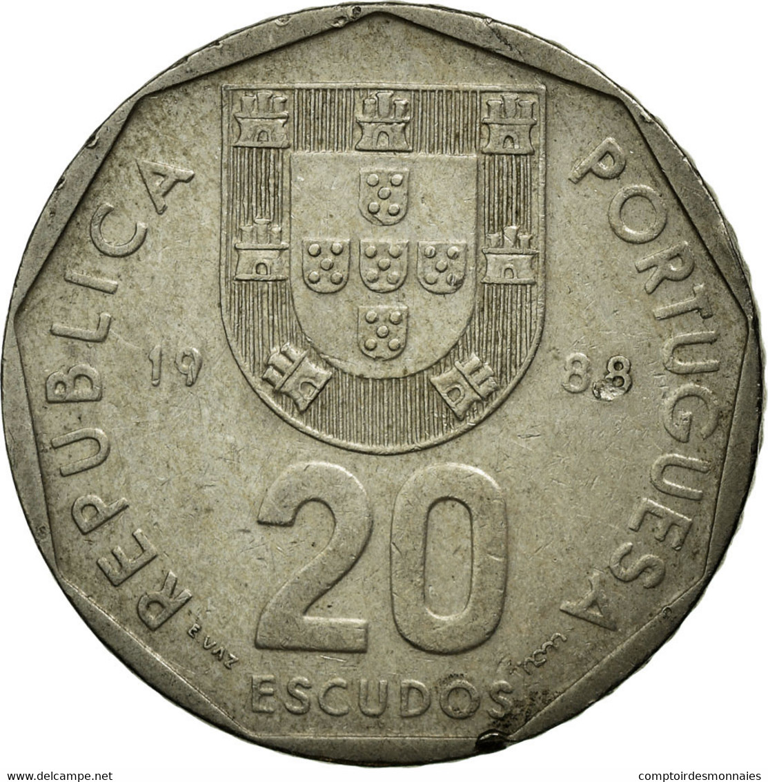 Monnaie, Portugal, 20 Escudos, 1988, Lisbonne, TB, Copper-nickel, KM:634.1 - Portugal