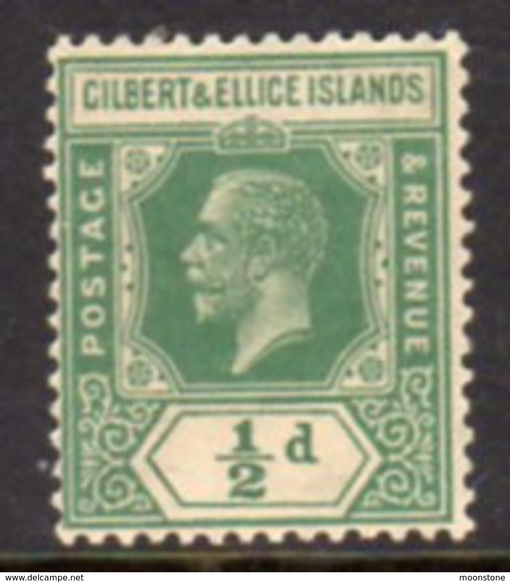 Gilbert & Ellice Islands GV 1922-7 ½d Green Definitive, Wmk. Mult. Script CA, Hinged Mint, SG 27 (BP2) - Gilbert- Und Ellice-Inseln (...-1979)