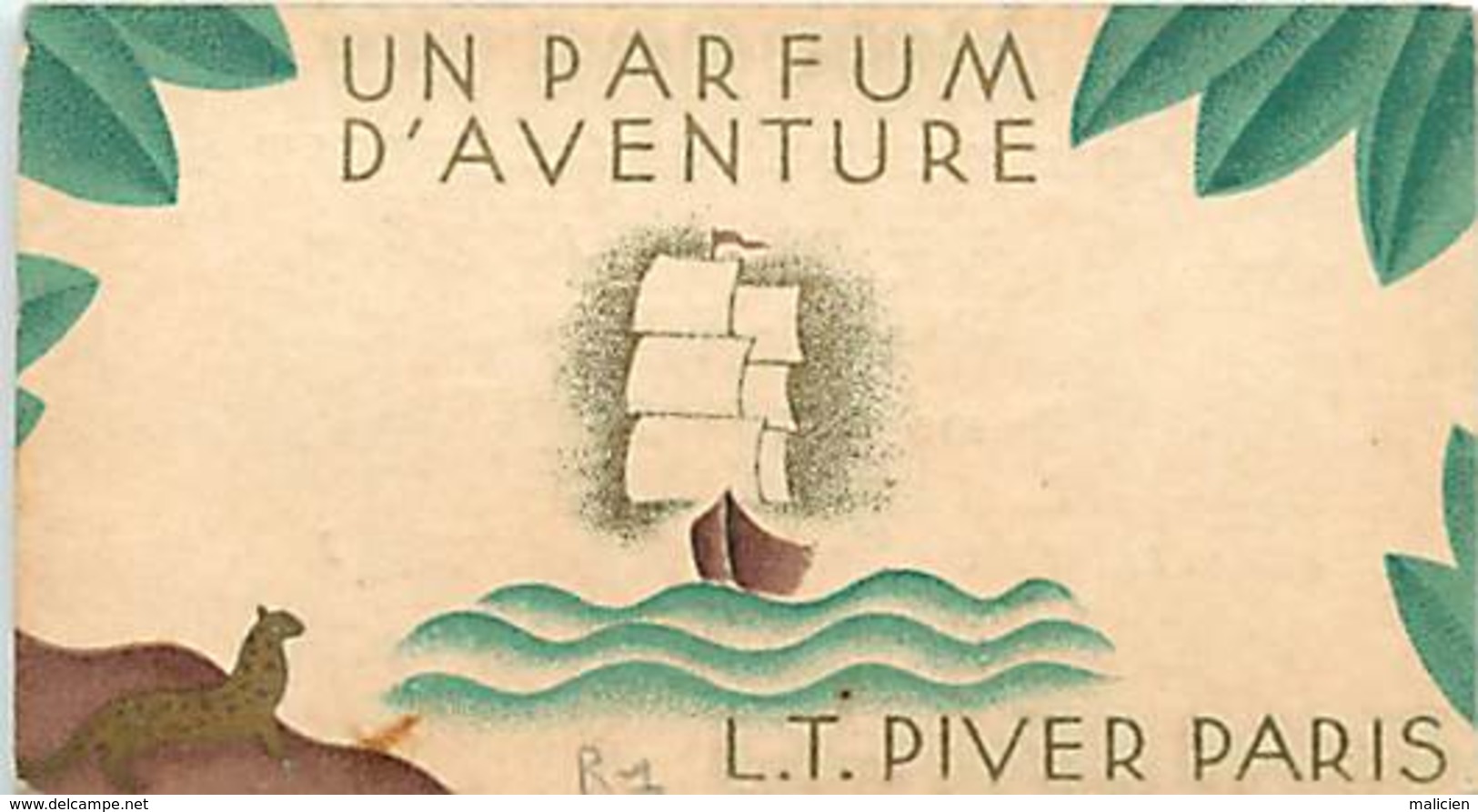 - Ref CH378- Parfum -carte Parfumée 9cms X 5cms -parfum D Aventure - Lt Piver Paris - - Anciennes (jusque 1960)