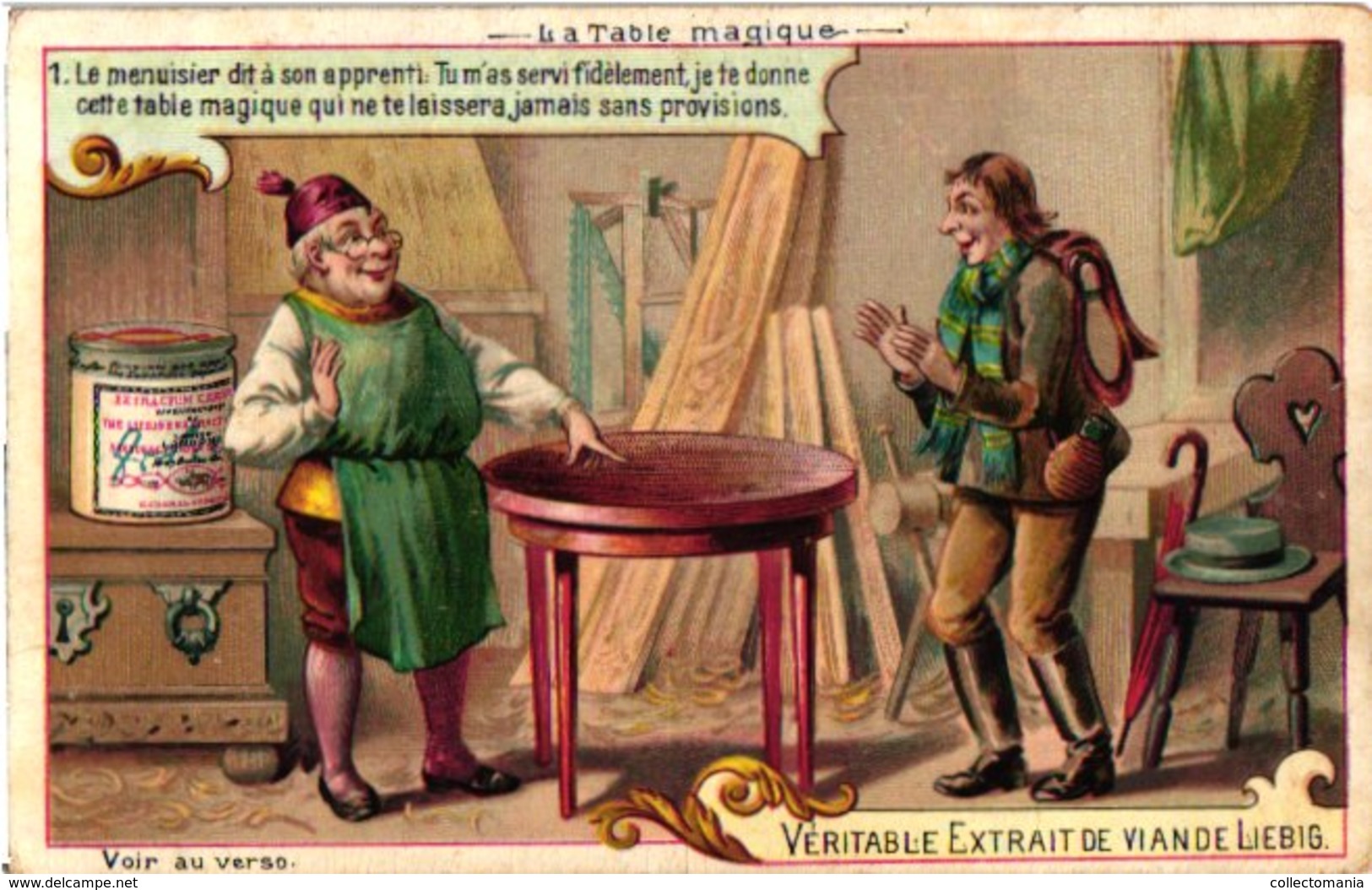 0399  Liebig 6 Cards--C1893The Magic Table-La Table Magique Conte-Menuisier -Ane- Litho - Liebig