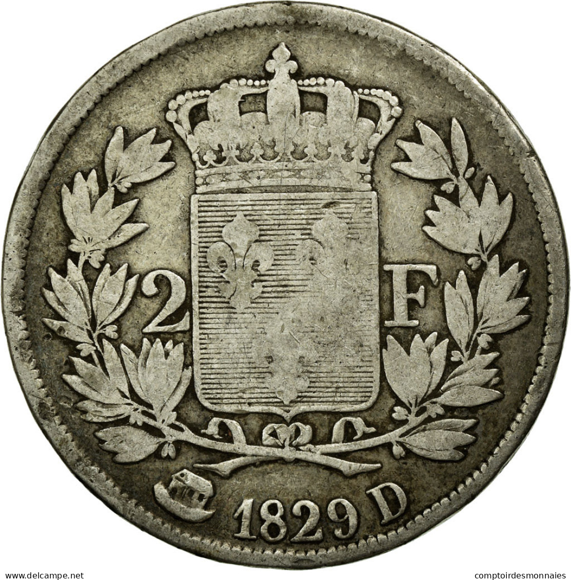 Monnaie, France, Charles X, 2 Francs, 1829, Lyon, TB, Argent, Gadoury:516 - I. 2 Francs