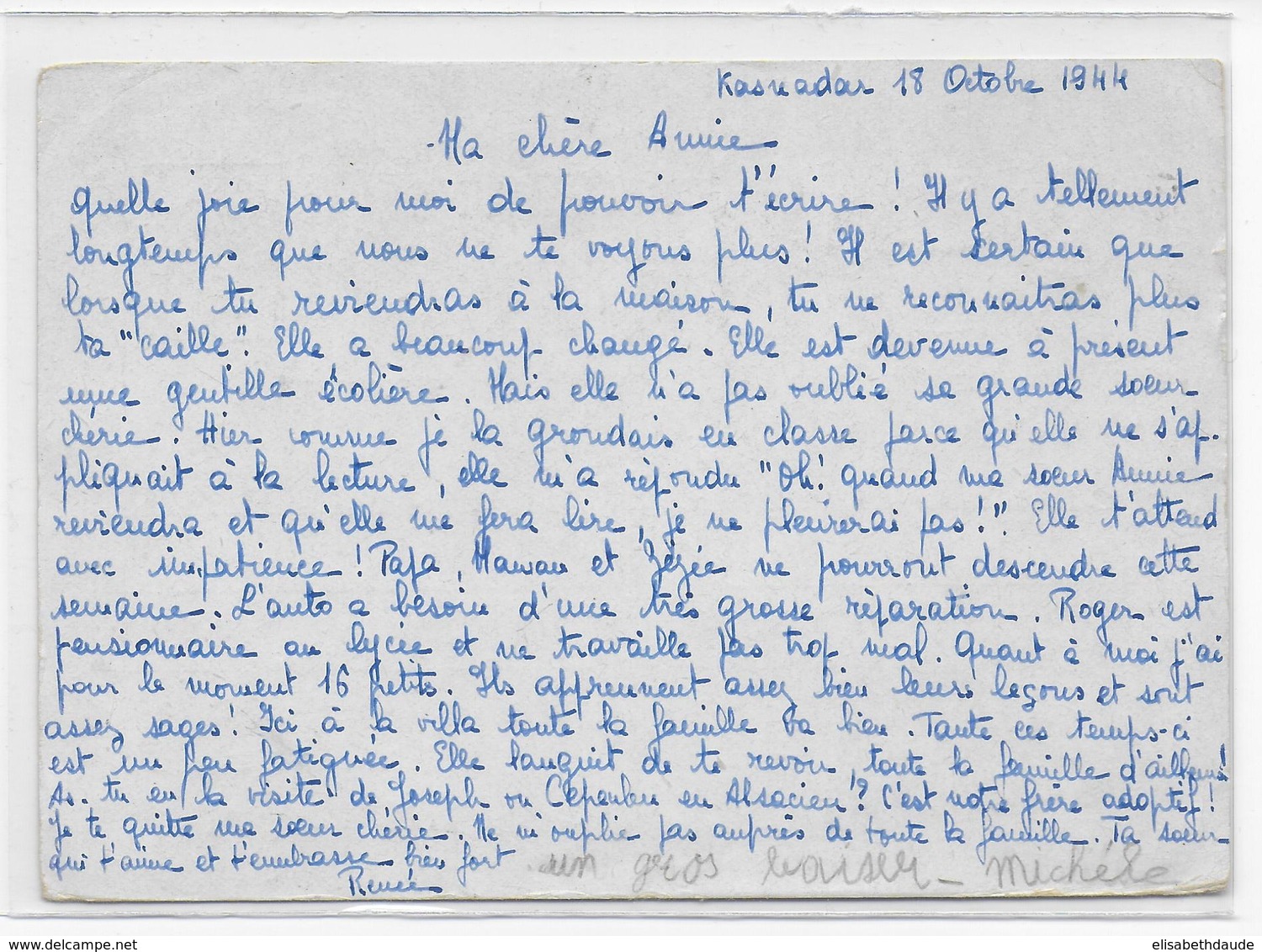 TUNISIE - 1944 - CARTE ENTIER POSTAL De KASNADAR LE BARDO Avec CENSURE => MARSEILLE - Lettres & Documents