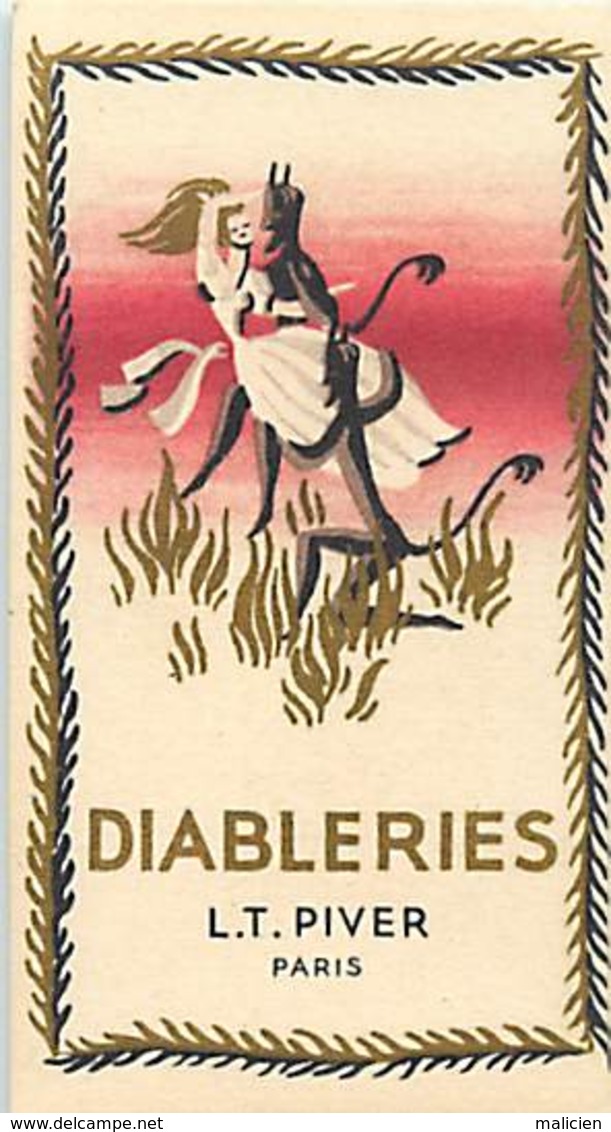 - Ref CH374- Parfumerie -carte Parfumée 9cms X 5cms -parfum Diableries - Diable  -lt Piver Paris - Carte Bon Etat - - Anciennes (jusque 1960)