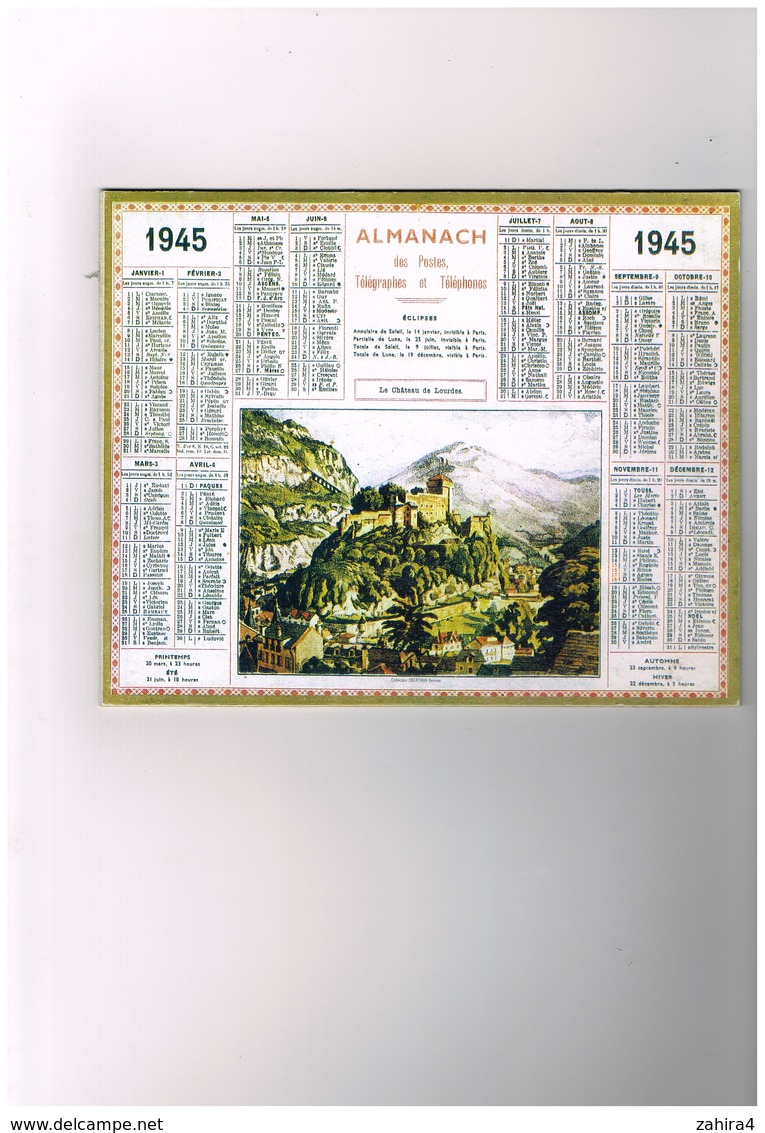 Copie Almanach Des P.T.T. 1945 - Caton Recto Verso - Grossformat : 1941-60