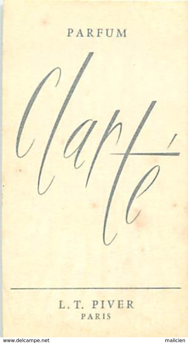 - Ref CH366- Parfumerie -carte Parfumée -9cms X 5cms -parfum Clarté - Lt Piver Paris - Carte Bon Etat  - - Anciennes (jusque 1960)