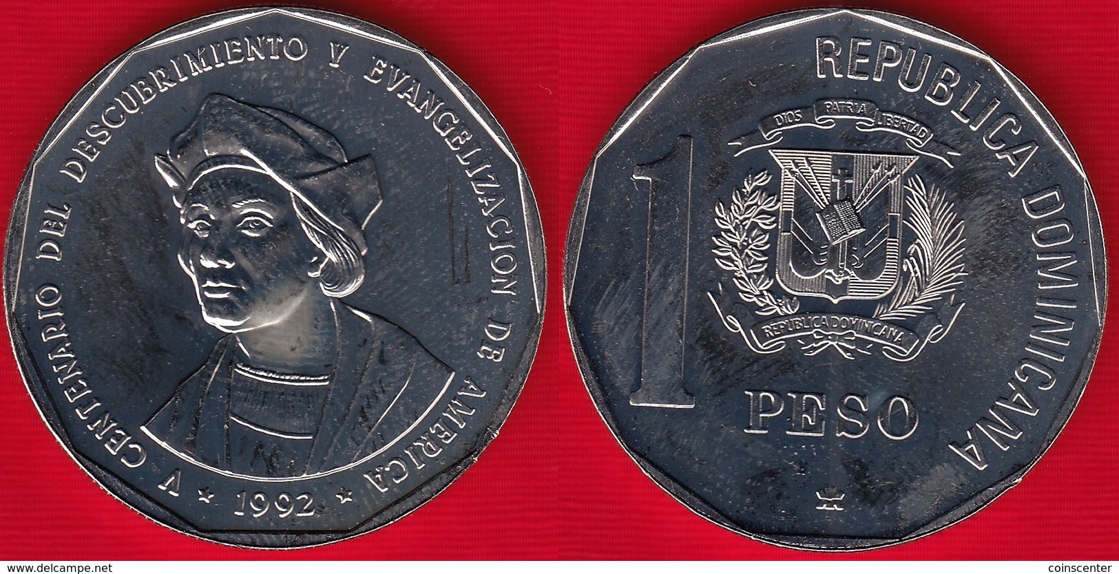 Dominican Republic 1 Peso 1992 Km#82 "Christopher Columbus" UNC - Dominicaine