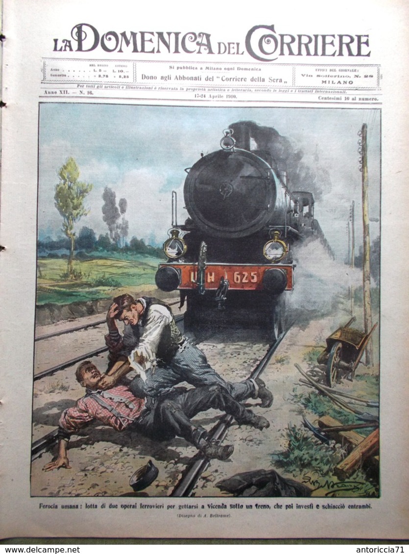 La Domenica Del Corriere 17 Aprile 1910 Tappeto Sacro Etna Michele Rua Mascagni - Altri & Non Classificati