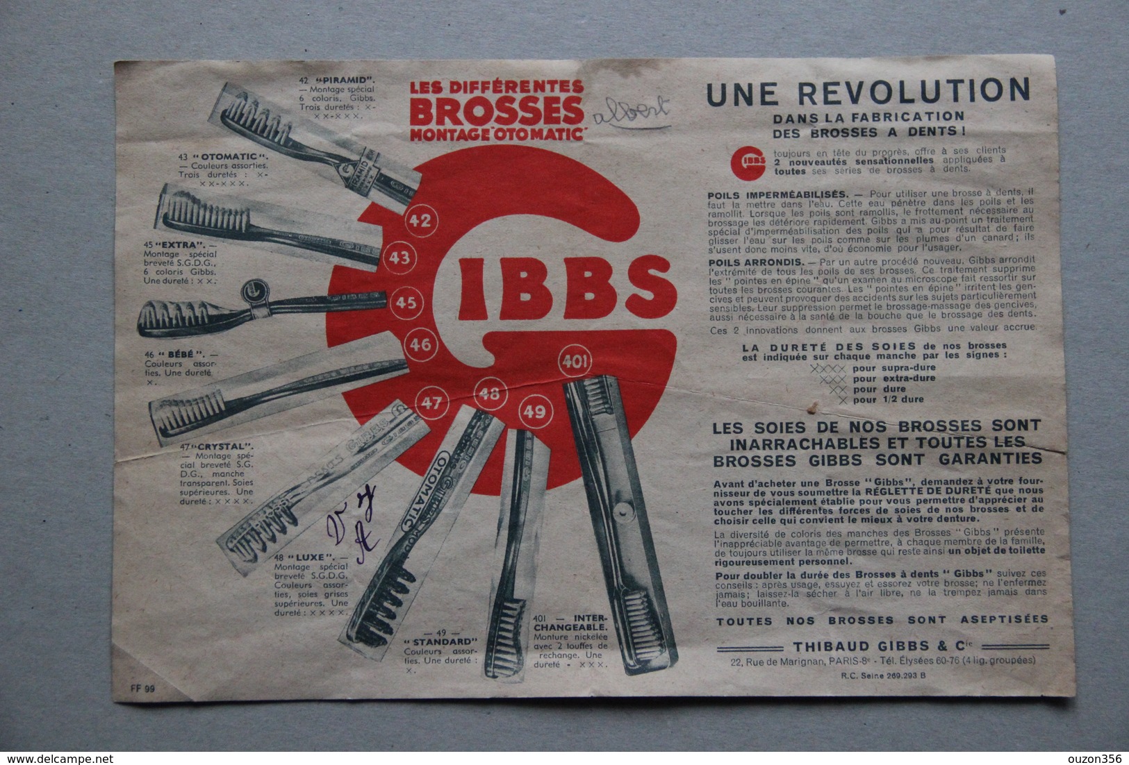 Publicité Brosses à Dents Gibbs Et Savon à Barbe Gibbs - Publicités