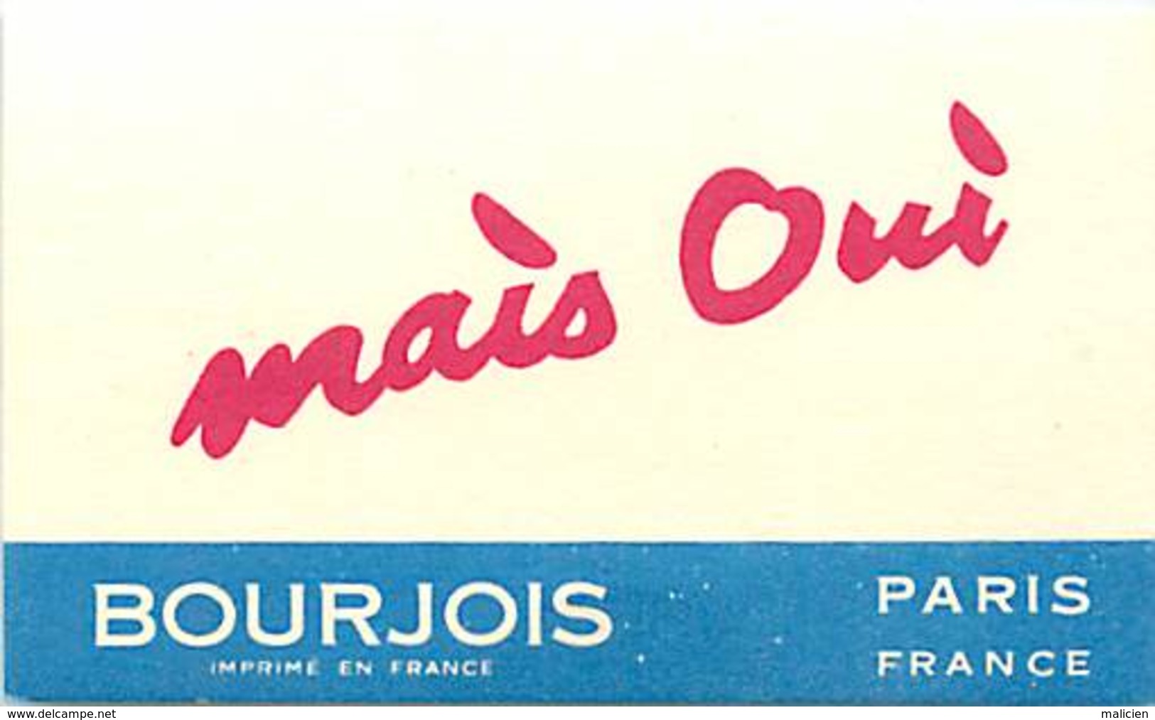 - Ref CH361- Parfumerie -carte Parfumée -8,5cms X 5cms -parfum Mais Oui - De Bourjois Paris  - Carte Bon Etat - - Anciennes (jusque 1960)