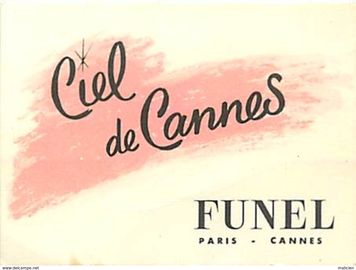 - Ref CH357- Parfumerie -carte Parfumée -7,5cms X 5,5cms -parfum Ciel De Cannes - Funel  - Paris - Cannes - Anciennes (jusque 1960)