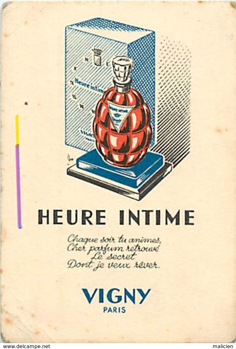 - Ref CH353- Parfumerie -carte Parfumée -9,5cms X 6,5cms -heure Intime -vigny Paris -/ Etat : Leger Pli Coin Bas Gauche - Anciennes (jusque 1960)