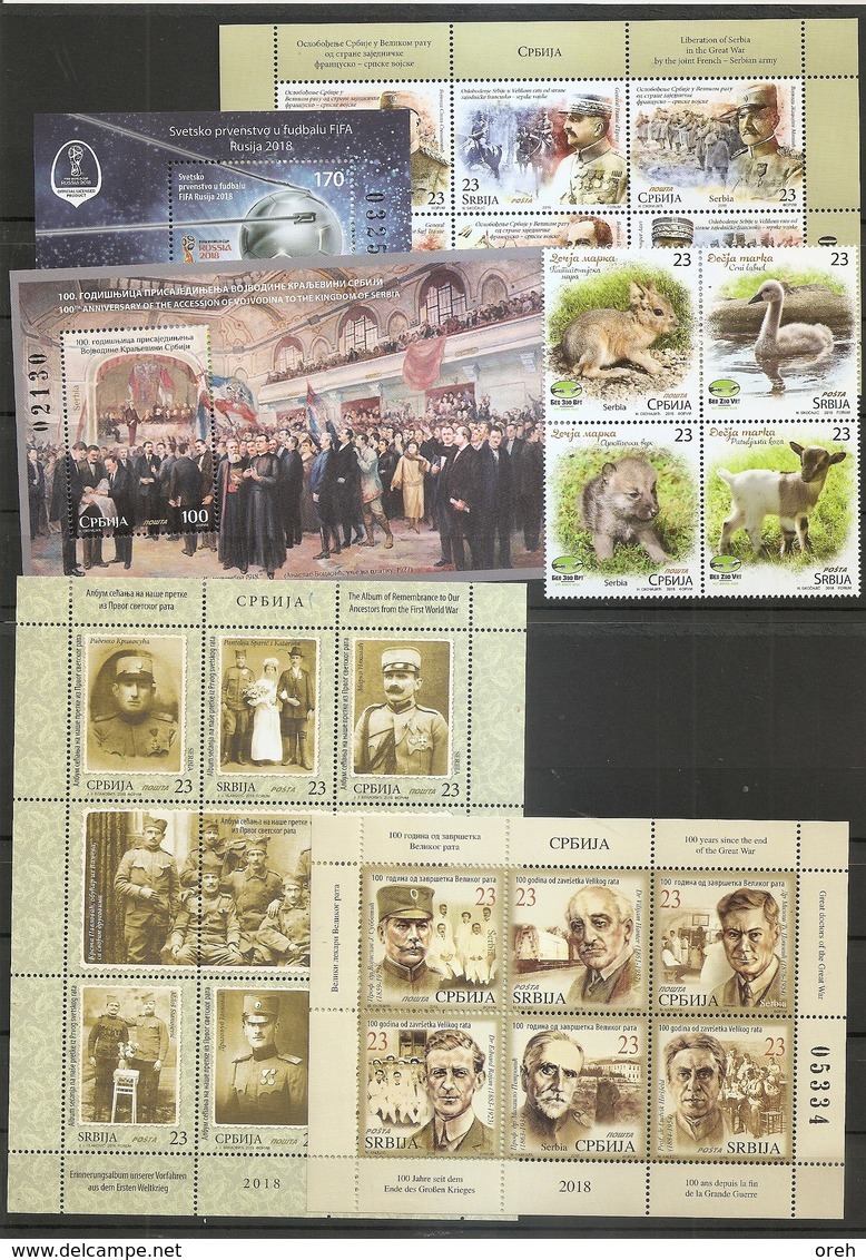 SERBIA 2018 , COMPLETE YEAR,,ANNO COMPLETA,JAHRGANG ,PLUS ADITIONAL STAMPS,RED CROSS,MNH - Serbien