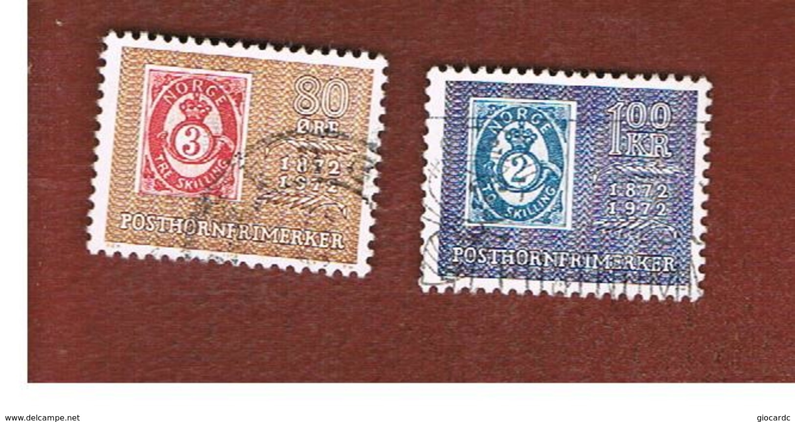 NORVEGIA  (NORWAY)    SG 677.678  -   1972 CENTENARY OF  NORWEGIAN POSTHORN STAMP (COMPLET SET OF 2) -   USED ° - Usati