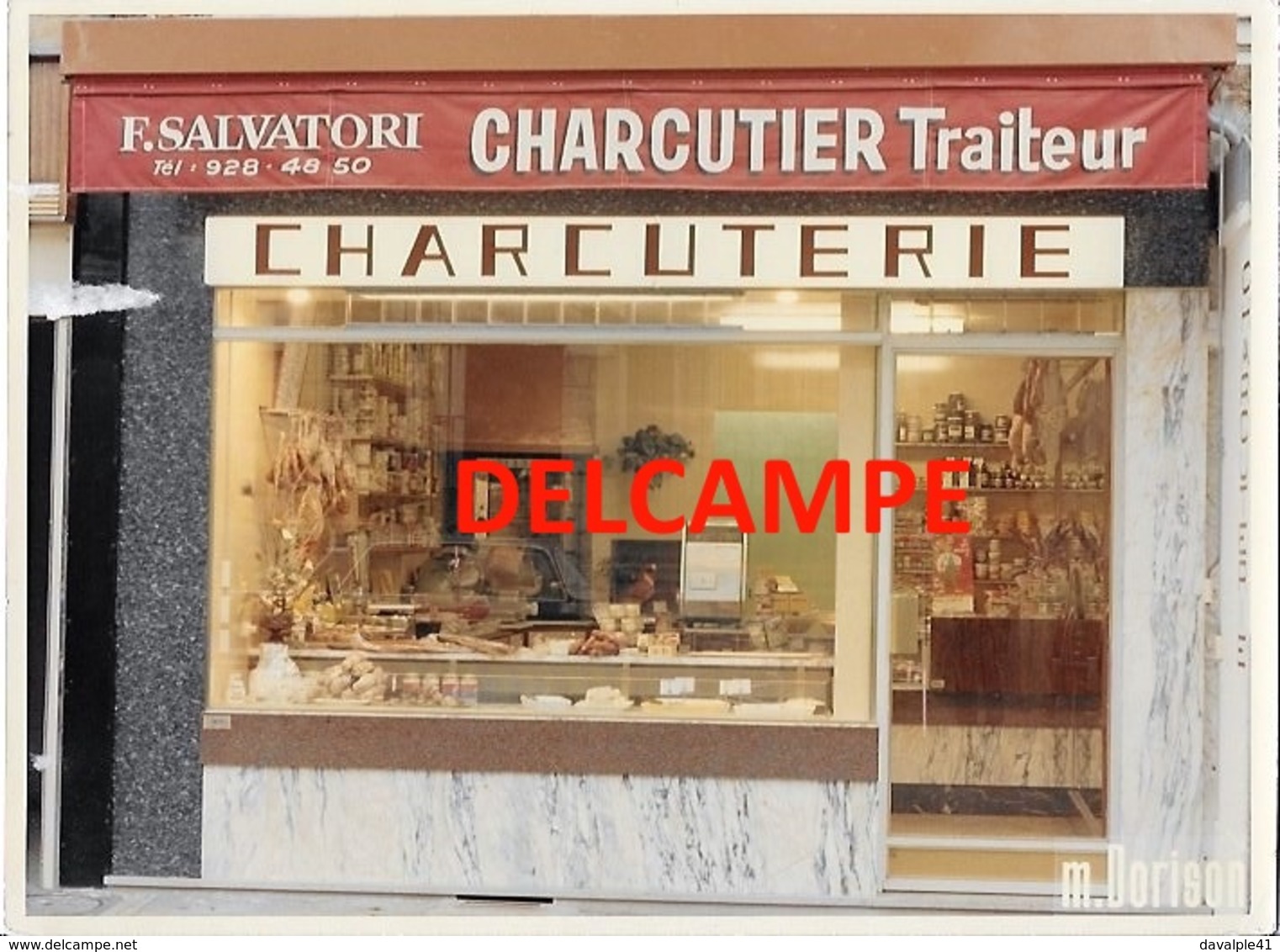 A IDENTIFIER  CHARCUTERIE F.SALVATOIRI  CHARCUTIER TRAITEUR TEL 928.48.50  BON ETAT  24  X  18 - A Identifier