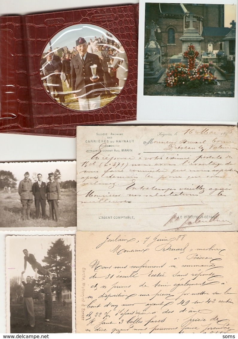 Archive Familiale Druart, Marbrier à Préseau (Nord), 7 Cpa + 18 Photos + Lettre, 1898-1960, Ambulant, Post Mortem - Documentos Históricos