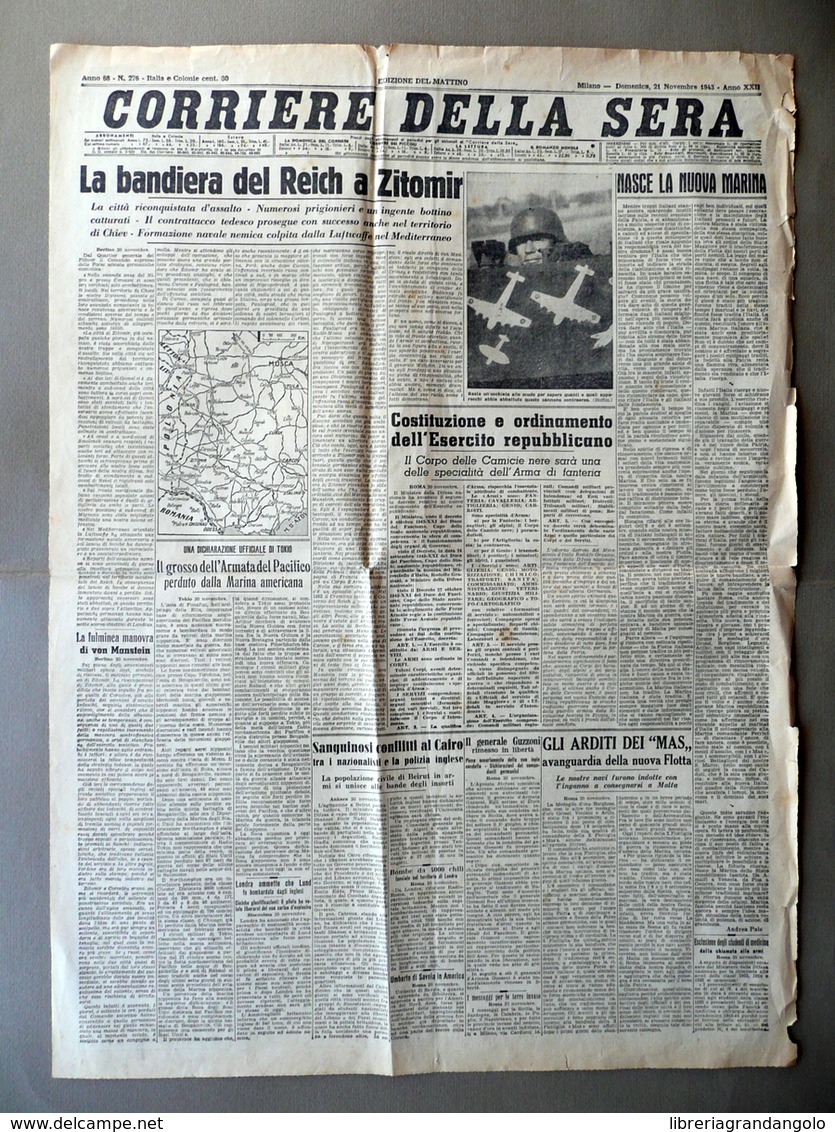 Costituzione E Ordinamento Esercito Repubblicano Corriere Della Sera 21/11/1943 - Non Classificati