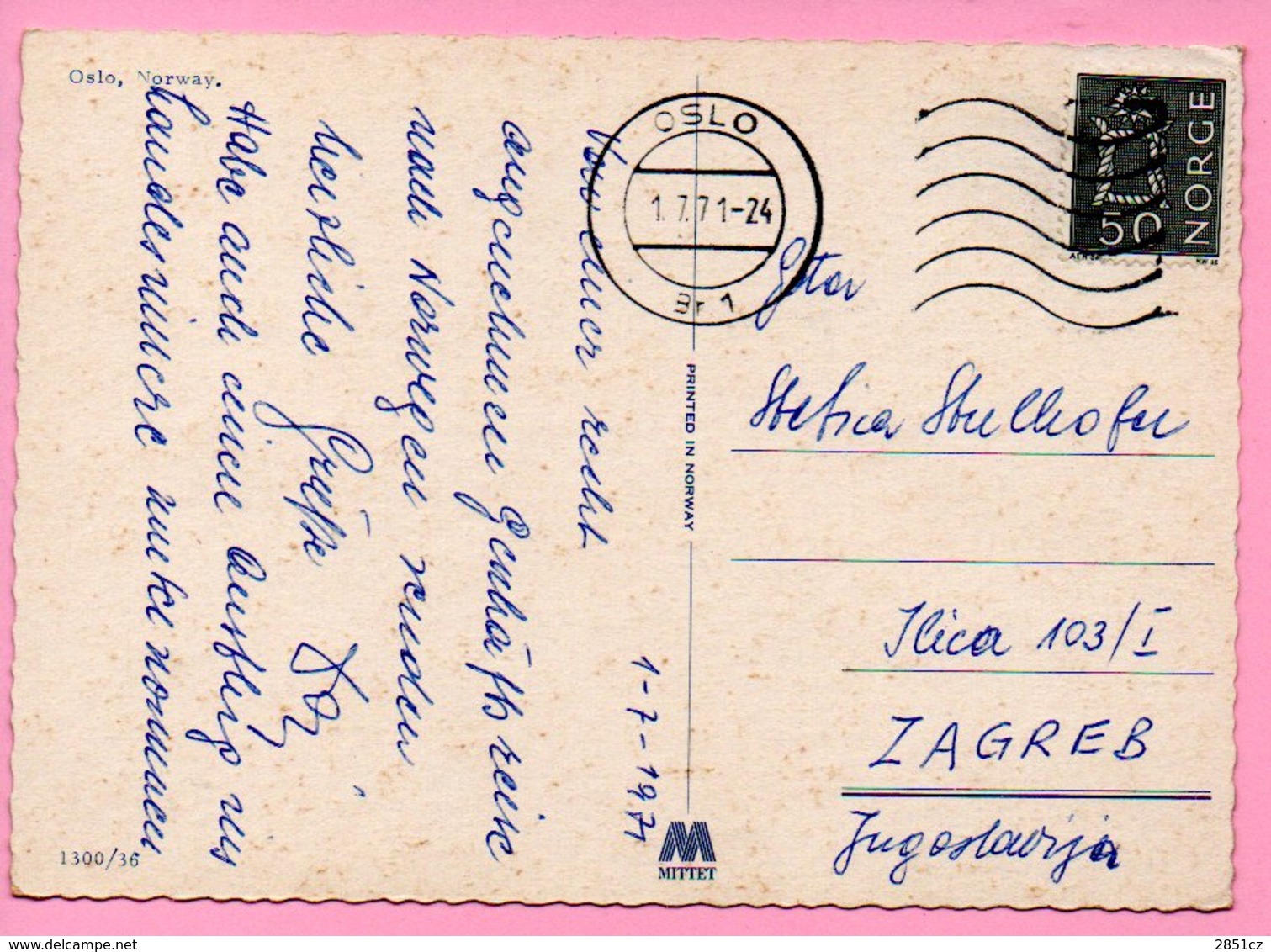 Postcard - Oslo, 1971., Norway (Norge) (1300/36 Mittet) - Norvège