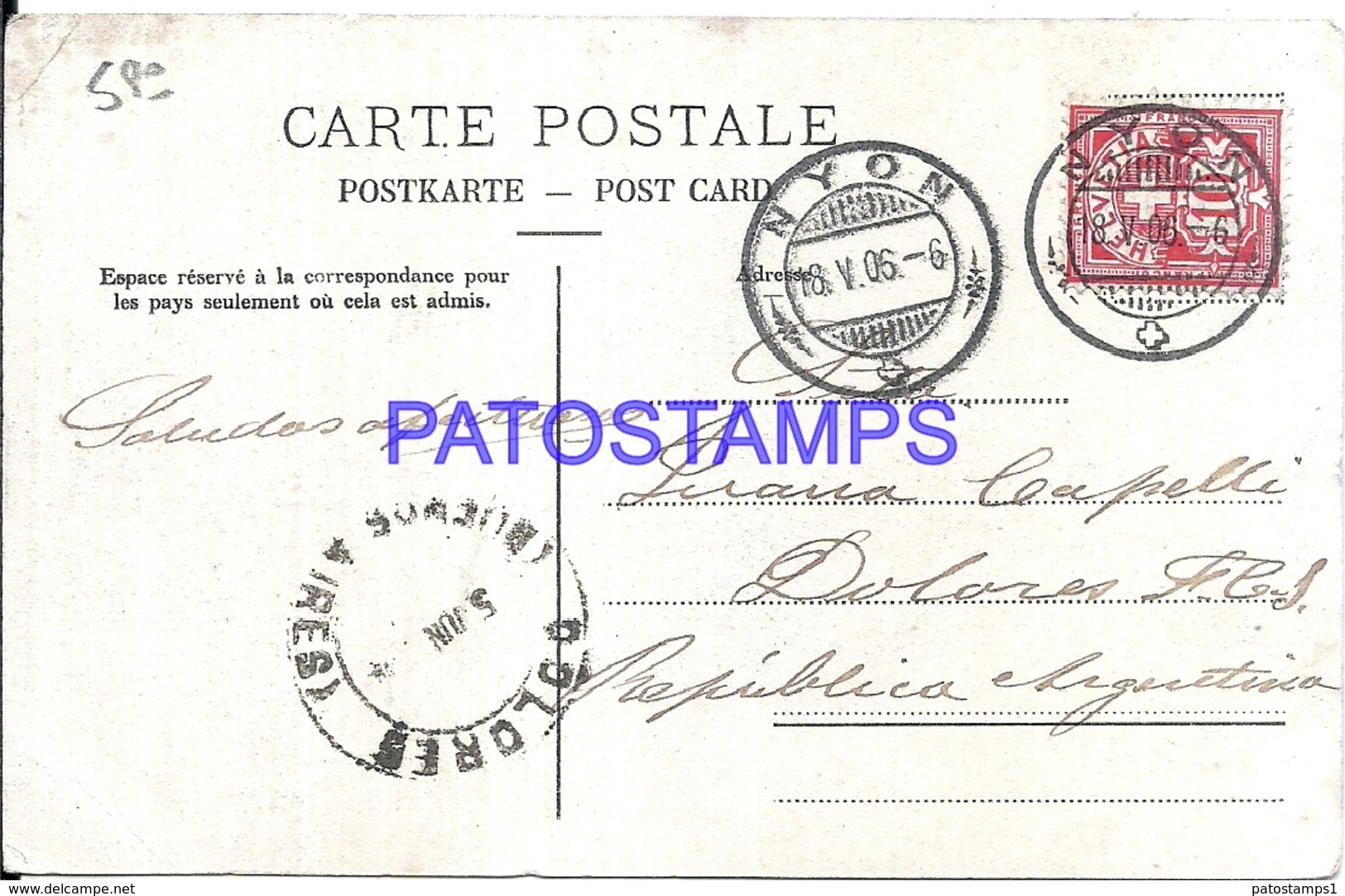 106446 SWITZERLAND NYON RIVE THE STREET BREAK CIRCULATED TO ARGENTINA POSTAL POSTCARD - Nyon