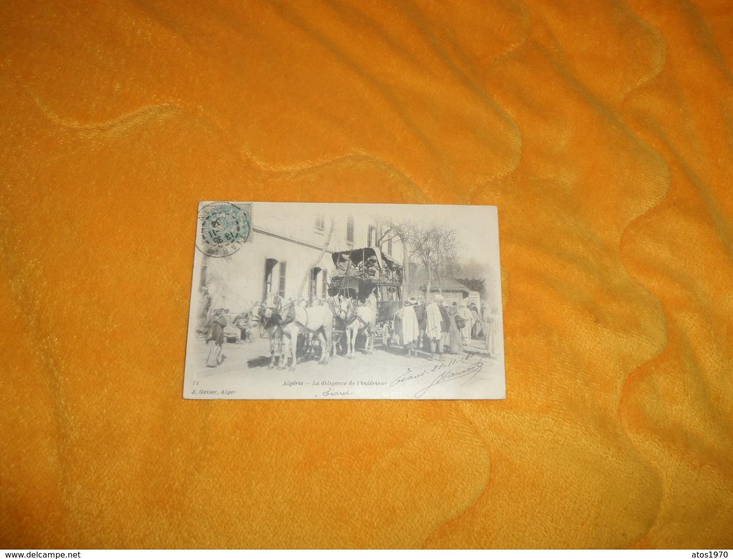 CARTE POSTALE ANCIENNE CIRCULEE DE 1904. / ALGERIE.- LA DILIGENCE DE L'INTERIEUR. CACHETS + TIMBRE - Altri & Non Classificati