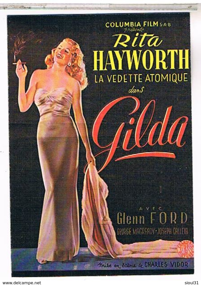 PUBLICITE   AFFICHES  SUR   CARTE  GILDA   RITA  HAYWORTH CPM  TBE PU12 - Publicité