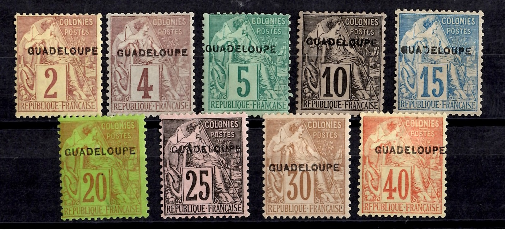 Guadeloupe Neuf Timbres Alphée Dubois Surchargés De 1891 Neufs *. Bonnes Valeurs. B/TB. A Saisir! - Neufs