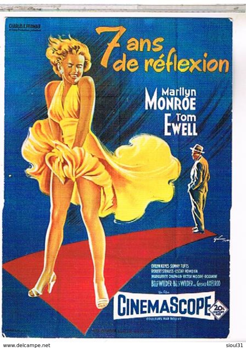 PUBLICITE   AFFICHES  SUR   CARTE  7ANS DE REFLEXION MARILYN  MONROE  CPM  TBE PU13 - Publicité