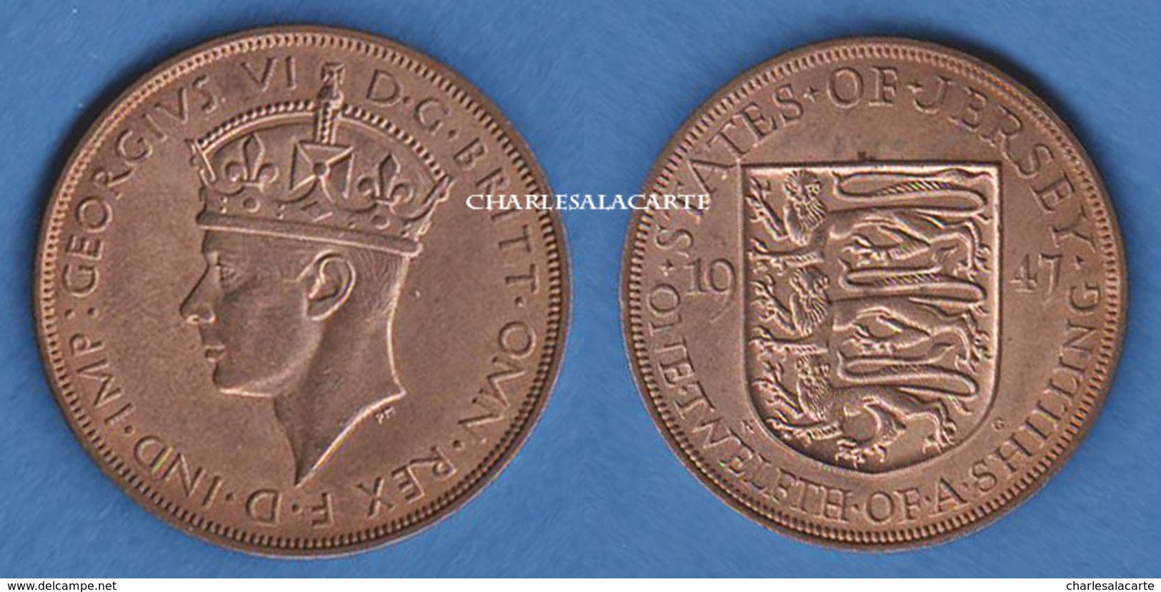 JERSEY 1947  GEORGE VI  1/12 SHILLING BRONZE  VERY FINE/SUPERB CONDITION PLEASE SEE SCAN - Jersey