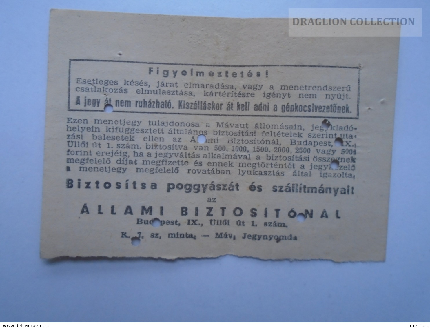 D162678  MÁVAUT   Autobus Bus  Ticket  Hungary    1958-60 - Autres & Non Classés