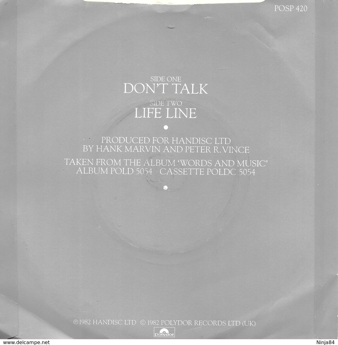 SP 45 RPM (7")   Hank Marvin  "  Don't Talk  " Angleterre - Rock