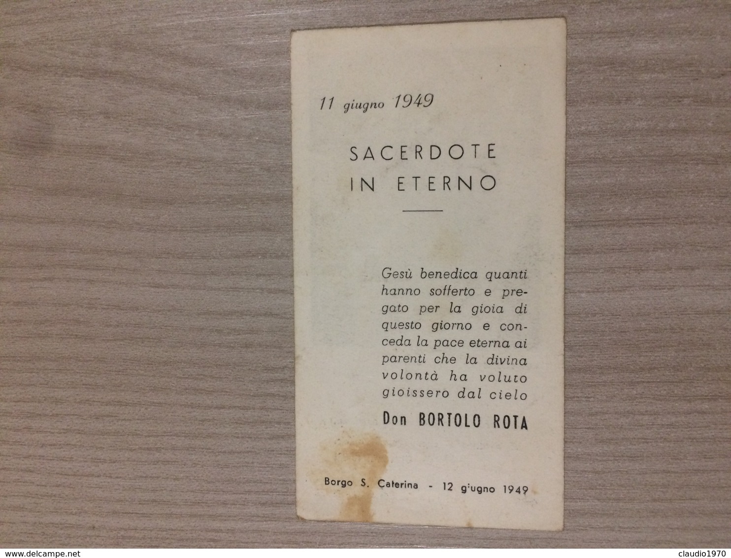 Santino Gesu’ Cristo Crocifisso In Ricordo Del Sacerdote In Eterno Don Bortolo Rota In Borgo S. Caterina (bg) - Devotieprenten