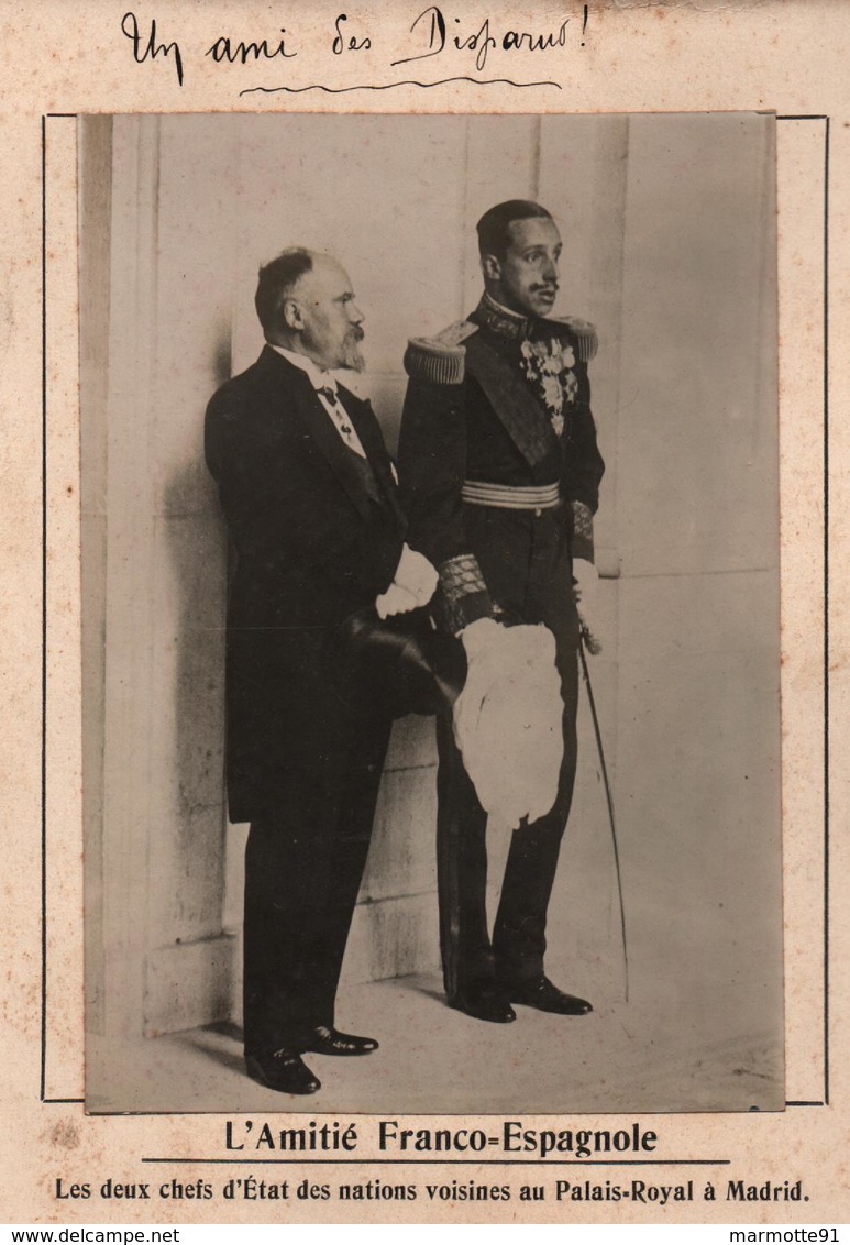 ROI ESPAGNE ALPHONSE XIII PALAIS ROYAL MADRID  PHOTO PRESSE FICHE ???? VERS 1910 ?? - Célébrités