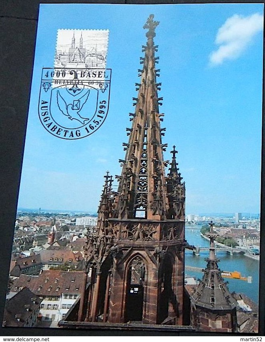 Schweiz Suisse 1995: Basler Münster Zu WIII76 Mi 1555 Aus Block 27 Yv 1482 Du BF27 Auf MK Mit ET-o BASEL 16.V.1995 - Eglises Et Cathédrales