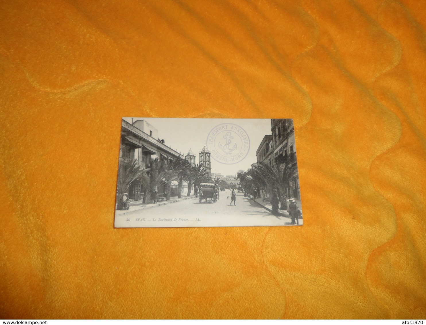 CARTE POSTALE ANCIENNE CIRCULEE DE 1918. / SFAX.- LE BOULEVARD DE FRANCE. CACHET TRANSPORT AUXILIAIRE CONSUL HORN - Tunisie