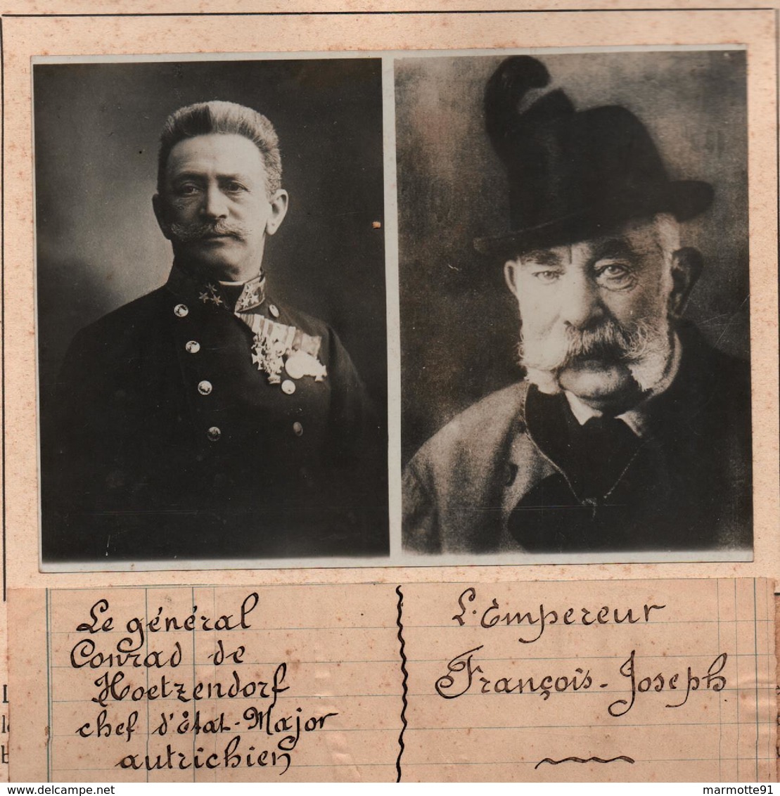 EMPEREUR FRANCOIS JOSEPH GENERAL CHEF ETAT MAJOR ARMEE AUTRICHE HONGRIE PHOTO PRESSE FICHE ???? VERS 1910 ?? - Célébrités