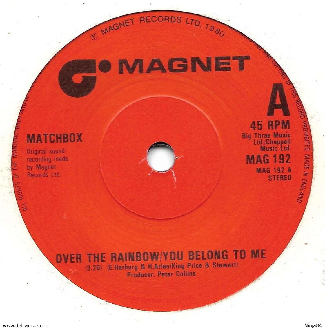 EP 45 RPM (7")  Matchbox  "  Over The Rainbow  "  Angleterre - Rock