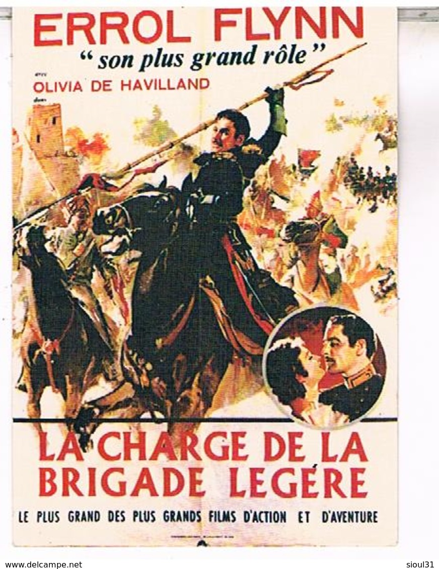 PUBLICITE AFFICHES  SUR CARTE  LA CHARGE  DE LA BRIGADE  LEGERE  ERROL FLYNN    CPM  TBE PU207 - Publicité