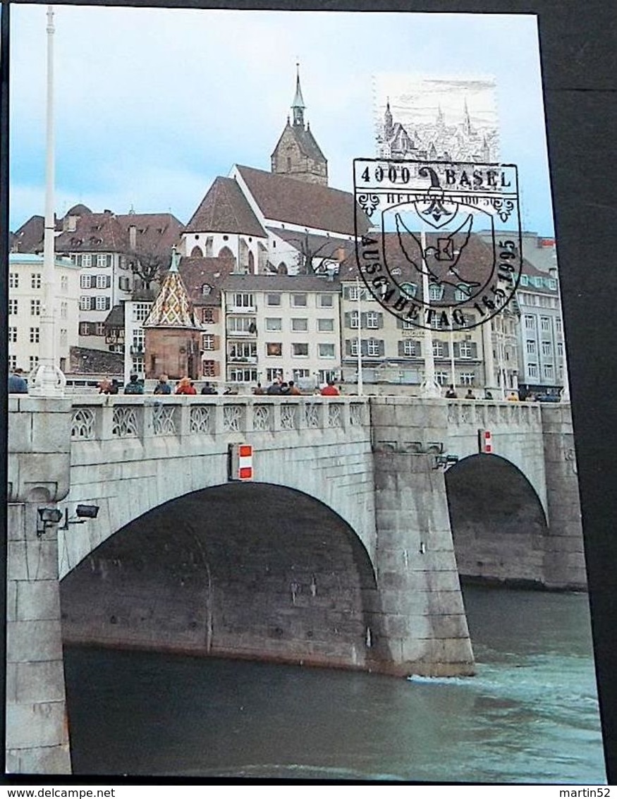 Schweiz Suisse 1995: Rheinbrücke Pont Zu WIII78 Mi 1557 Aus Block 27 Yv 1485 Du BF27 Auf MK Mit ET-o BASEL 16.V.1995 - Ponts